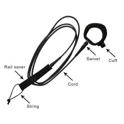 Leash de prancha de surf premium 6 pés, 7 pés, 8 pés e 7 mm corda de perna para surf, skim, longboard, pranchas de remo SUP - Image 4