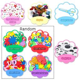 Diy arte artesanato kit para crianças pompons tubo pena espuma flores letras adesivo de cristal wiggle olhos googly kits de material artesanal - Image 4
