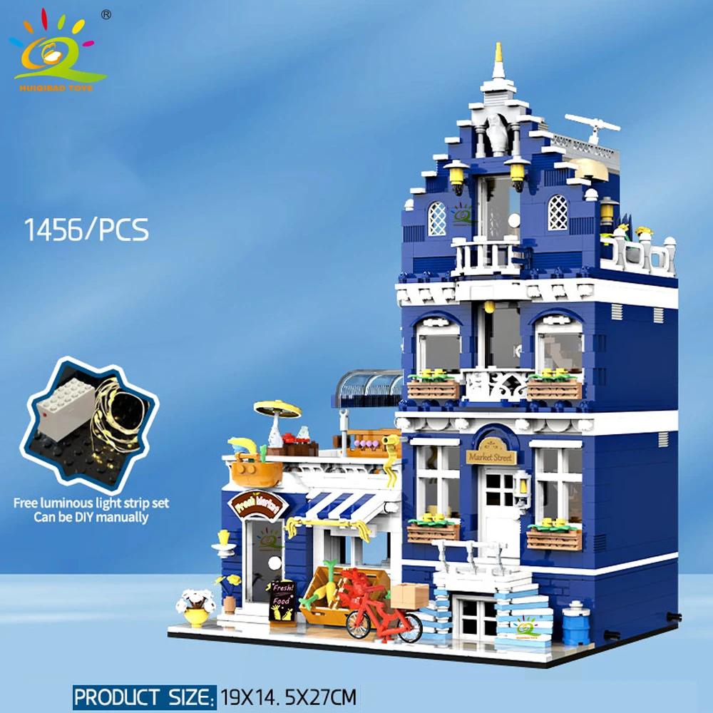 Huiqibao brinquedos moc cidade canto café arquitetura estilo vista de rua micro blocos de construção para crianças tijolos de construção - Image 1