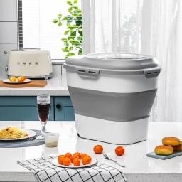 Recipiente de armazenamento de alimentos para cães de estimação dobrável 23l saco de caixa de comida de gato seco selo à prova de umidade com copo de medição gatinho produtos de maca - Image 1