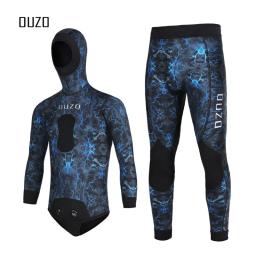 Terno de camuflagem para caça de peixes, isolamento espessado, capa de corpo dividido, mergulho profundo, roupa molhada de natação, inverno, 5mm - Image 2