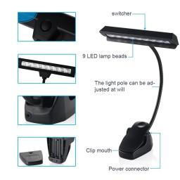 LED Music Stand Light, lâmpada de leitura do livro, kit de iluminação pescoço flexível, pianistas, músico presentes suprimentos - Image 6
