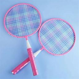 Leve Iron Alloy Double Racquet Set para crianças, raquetes de badminton, brinquedo familiar, bolsa de transporte, equipamentos esportivos - Image 3