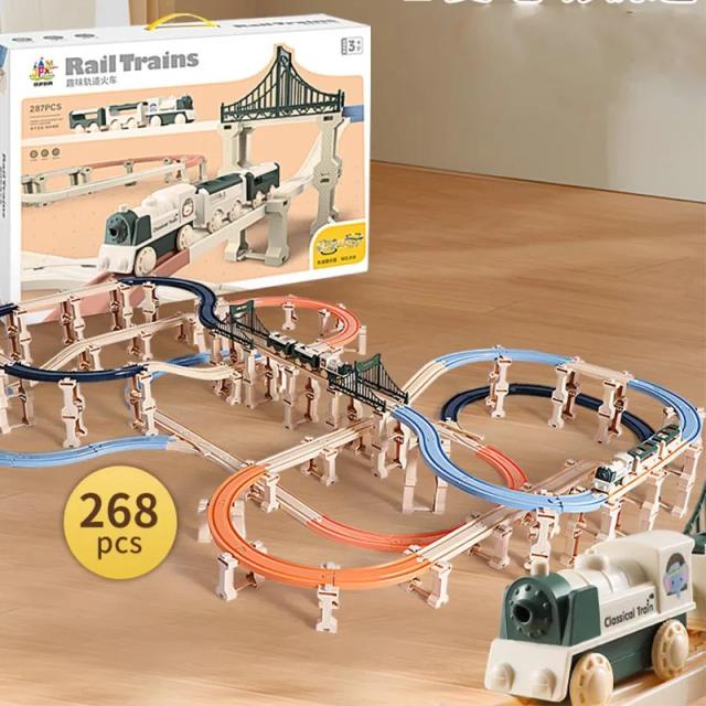 Conjunto de Brinquedos Elétricos para Crianças: Bloco Ferroviário com Quebra-Cabeça DIY, o Presente de Natal Perfeito