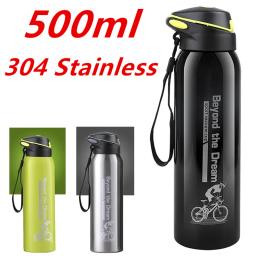 Garrafa de água de bicicleta de aço inoxidável, garrafa de bebida, palha térmica simples, esporte ao ar livre, chaleira quente, 500ml - Image 1
