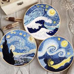 Kit de iniciante para bordado com padrão de paisagem, ferramentas de linhas coloridas e bordadas (sem aro), artesanato de arte e decoração caseira. faça você mesmo - Image 1