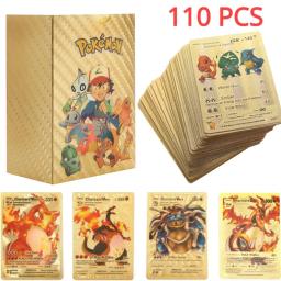 Pokémon Pikachu Collection Cards, Ouro, Prata, Preto, Colorido, Vmax, GX, Vstar, Espanhol, Inglês, Francês, Alemão, Toy Gift, 27-110Pcs - Image 1