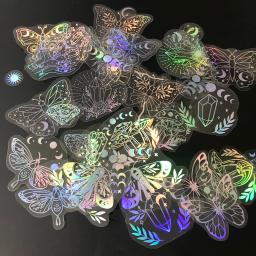 40 pçs adesivos de glitter holográficos pet transparente brilhante à prova dwaterproof água decalques decorativos para garrafas de água scrapbooking portátil - Image 1
