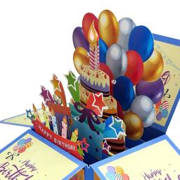Cartão do feliz aniversário com vela luz e música, a pilhas, surpresa 3D, cartão pop-up, presentes originais para ele e ela - Image 3