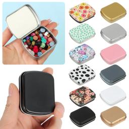 Mini caixa de lata de metal com tampa Recipiente retangular portátil Pequeno kit de armazenamento Casos de comprimidos de doces Organizador doméstico - Image 2
