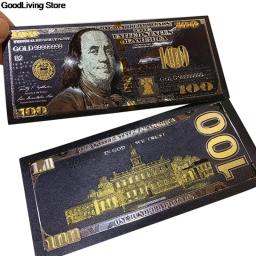 Dólares comemorativos para cédulas, 1 peça, folha de ouro preto antigo, usd 100, moeda, decoração de cédulas, dinheiro falso - Image 2