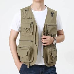 14 bolsos verão novos homens eua tático caminhadas colete de pesca dos homens fotógrafo colete malha carga sem mangas jaqueta ferramenta colete 7xl - Image 1