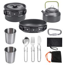 Camping Cookware Kit, Equipamento Leve, Cozinhar Kit para Viajar, Trekking, Caminhadas, Exterior, Alumínio - Image 1