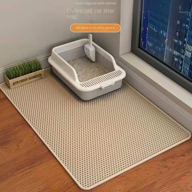 Tapete Impermeável Dupla Camada para Caixa de Areia de Gato - Antiderrapante, Lavável e Limpo, 90x60cm