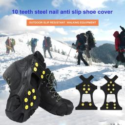 Garra anti-derrapante para sapatos esportivos para homens e mulheres, botas de escalada, neve, garra de gelo, apertos, grampos Crampon, 10 Stud, 1 par - Image 6