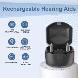 Aparelho auditivo digital bte recarregável, volume ajustável, mini amplificador de som portátil para idosos - Image 2