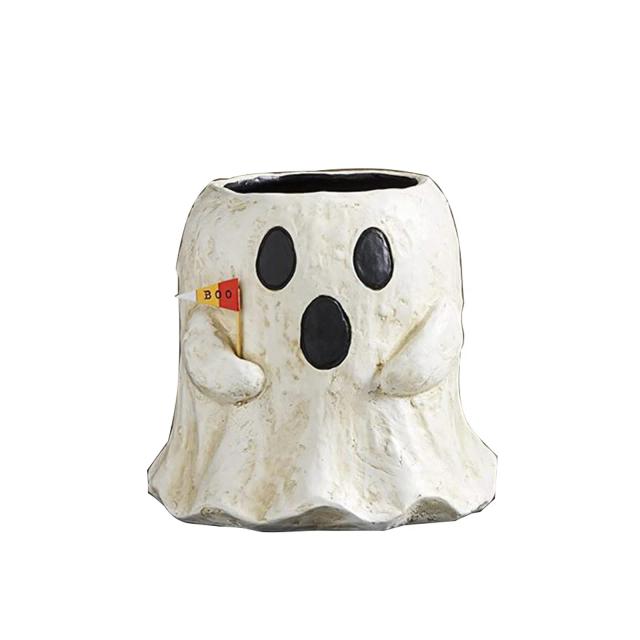 Design de Fantasminha Fofinho para Vaso de Flores: Ornamentação Encantadora de Dia das Bruxas para Suculentas e Decoração de Pátio