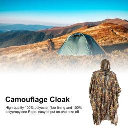 Terno ghillie com folhas 3d, capa de chuva poncho da floresta, terno camuflado de caça, roupas de capa camuflada, para fotografia de animais de pássaros - Image 4