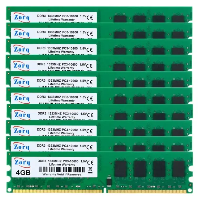 Zorq DDR3 4GB 1333MHz PC3-10600 DIMM Desktop RAM 240 Pinos 1.5V Não-ECC