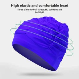 Boné de natação de nylon elástico para mulheres, cabelo comprido, chapéu de banho, cortina elástica, piscina de praia, turbante aquático à beira-mar, novo - Image 2