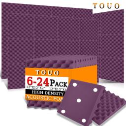 Touo 6/12/24 peças estúdio de gravação de espuma acústica de alta densidade poliéster material absorvente de som isolamento de ruído - Image 1