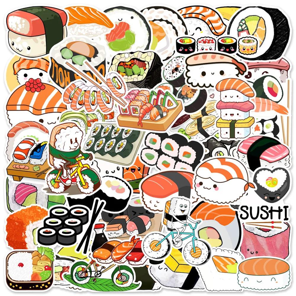 Sushi Adesivos para Scrapbooking, Suprimentos Artesanais, Papelaria, Kraft, Laptop, Sketchbook, Food Japonês Adesivo, Sushi Bonito, 50Pcs - Image 1