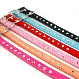 Mini coleira de couro com strass embutidos para animais, coleiras ajustáveis para cães e gatos, chihuahuas, acessórios para animais, 1pc - Image 4