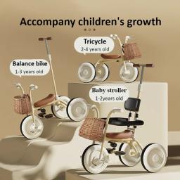 Carrinho de bicicleta pedal dobrável para crianças, carrinho com corrimão removível, leve e portátil, brinquedo para menino e menina, 2 em 1 - Image 2