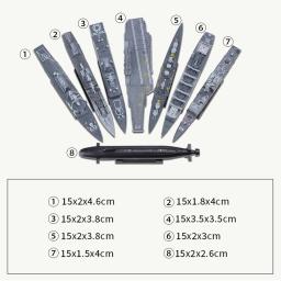 Navio de guerra Aircraft Carrier Set para meninos, modelo de navio montado, fragata Cruiser, navio de batalha submarino, brinquedos de aniversário, 4D, 8 pcs - Image 6