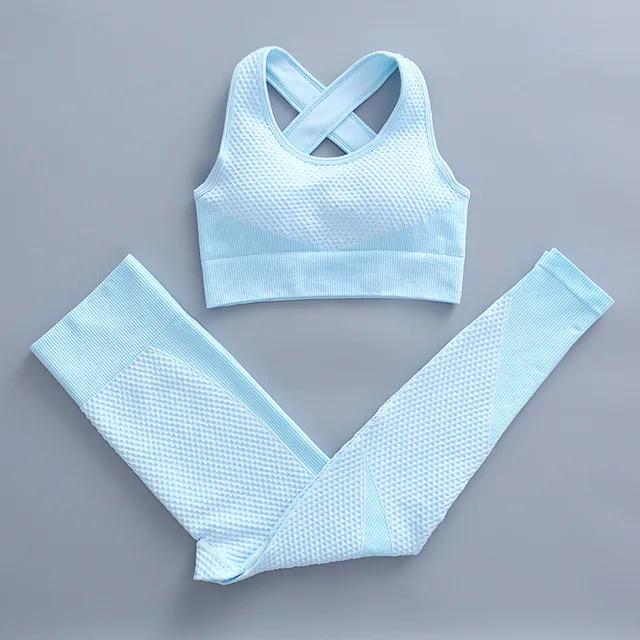Conjunto de Ioga Feminino Sem Costura: Roupas de Ginástica e Leggings para Treino em 2 ou 3 Peças