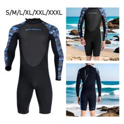 Fato de neoprene masculino, roupas de banho curtas, manter aquecido, zíper traseiro, proteção solar, esportes aquáticos, surf, natação, 2mm - Image 3