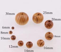 Contas de madeira natural com furo, inacabado, Split, bola redonda completa, artes DIY, presentes do jogo, decoração de casa, 10mm, 16mm, 20mm, 25mm, 30mm, 100Pcs - Image 6