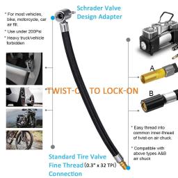 Pneu do carro inflator mangueira inflável bomba de ar extensão tubo adaptador torção conexão pneu bloqueio mandril ar para moto bicicleta - Image 4