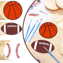 Pingentes De Pendurado De Bola De Esportes De Madeira, Ornamento De Bolas Multi, Decorações De Festa Temática De Futebol, Suprimentos De Pintura DIY, 12Pcs por Conjunto - Image 5