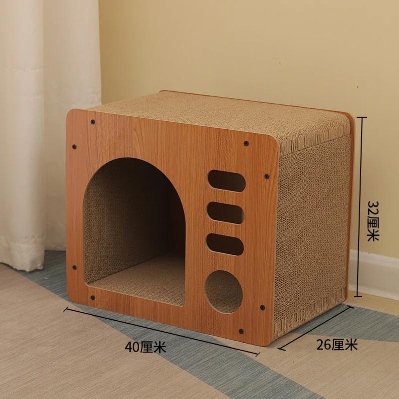 Gato scratch board madeira duplo gatos móveis casa gato brinquedos acessórios para animais de estimação coçar almofadas gato escalada quadro papelão - Image 1