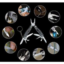 Canivete multifuncional de aço inoxidável ao ar livre, Mini Alicates Dobráveis, Ferramenta portátil compacta multi-purpose Survival Rescue Tool - Image 4