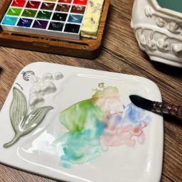Retro Lírio do Vale Paleta Cerâmica, Tonificação Aquarela, Ferramenta de Mistura de Cores, Fácil de Limpar, Artista Estudante Pintura Suprimentos - Image 3