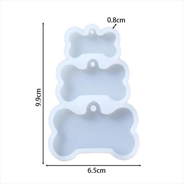 Molde de Silicone para Tag de Cão em Forma de Osso - Ferramentas para Chaveiros e Artesanato de Resina Epóxi DIY