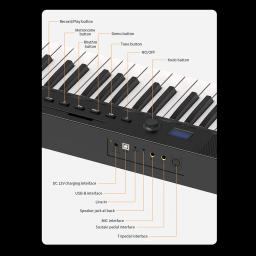 Piano de teclado dobrável de 88 teclas, órgão eletrônico dobrável, função Tremolo e aplicativo portátil para iniciantes com pedal - Image 5