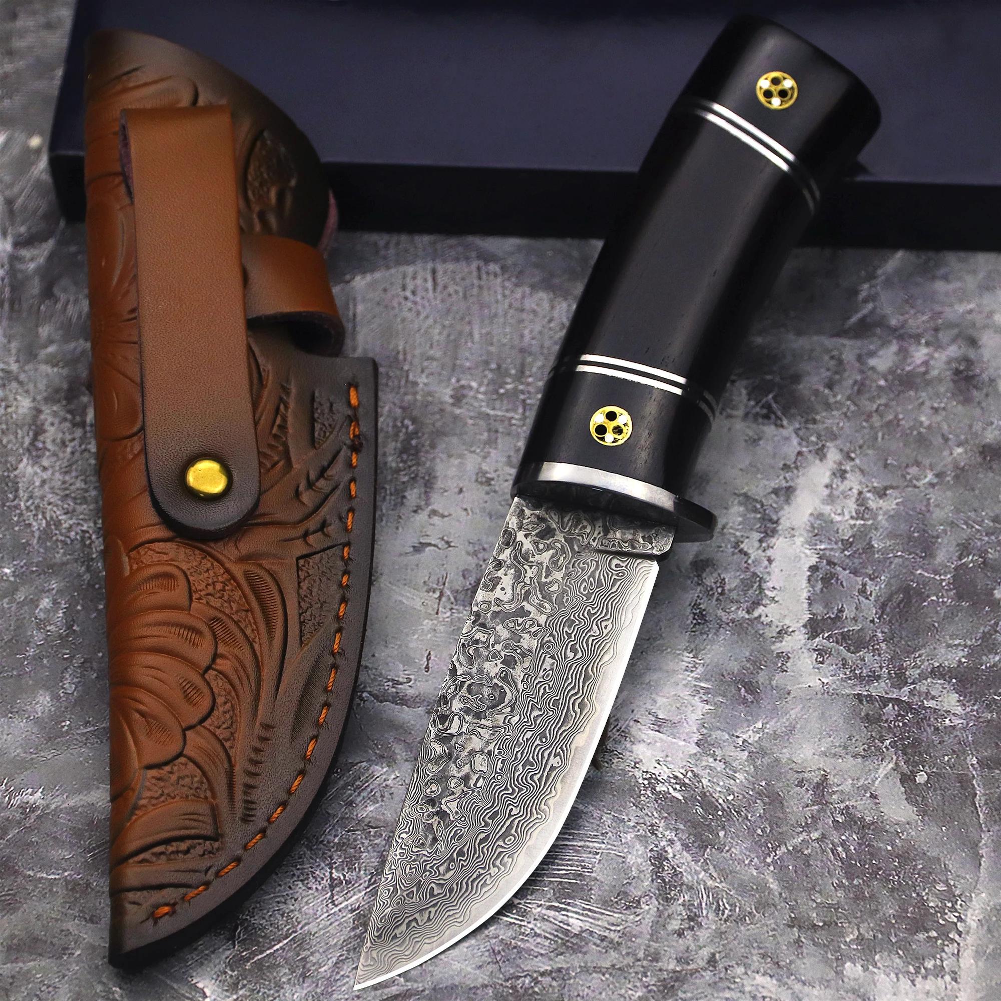 WPKOPYA-alemão Aço Damasco, Núcleo De Aço G10, Black Sandalwood Handle, Outdoor Faca de caça, bainha, Selva Faca Sobrevivência - Image 1