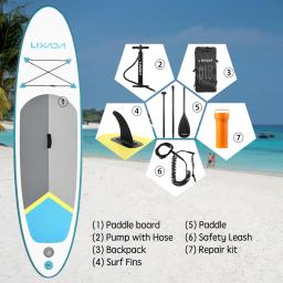 Paddle Board inflável para adultos, Stand Up, grosso SUP Paddleboard, esporte aquático Surf Set, ajustável Paddle Pump e Bag, 6" - Image 3