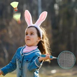 Treinador de tênis de mesa com raquete para crianças, raquete de badminton infantil, quadro de liga, 2 petecas de nylon - Image 3