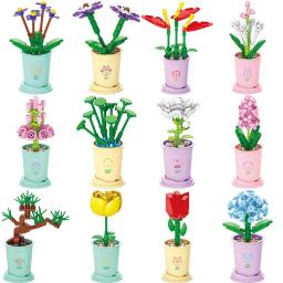 MOC-Blocos de Construção Conjuntos de Flores para Meninas, Brinquedos DIY, Mini Arte, Construção de Flores e Micro Paisagens, Bonecas Modelo e Tijolos, Presentes Quentes - Image 2