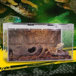 Caixa de alimentação de répteis acrílicos transparentes Vista panorâmica de 360 ° Gaiola para pequenos répteis invertebrados Lizard Turtle Mantis - Image 6