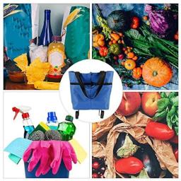 Pequeno carrinho de tração portátil compras organizador de alimentos trolley saco sobre rodas sacos de compras dobrável comprar saco de legumes tug pacote - Image 3
