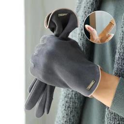 Luvas impermeáveis de couro PU para homens, luvas touch screen, condução quente de cashmere, marrom, novo, inverno - Image 2