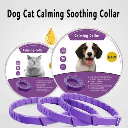Coleira calmante natural para animais de estimação, ansiedade ajustável, feromona, reduzindo coleiras duradouras, gatos e cães - Image 1