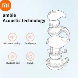 Mijia-Xiaomi Wireless Bone Condução Headset, Cancelamento de Ruído, Clip Ear, Esportes, Jogos, Fone de Ouvido, HD Chamada, Música, Bluetooth 5.3, Novo - Image 2