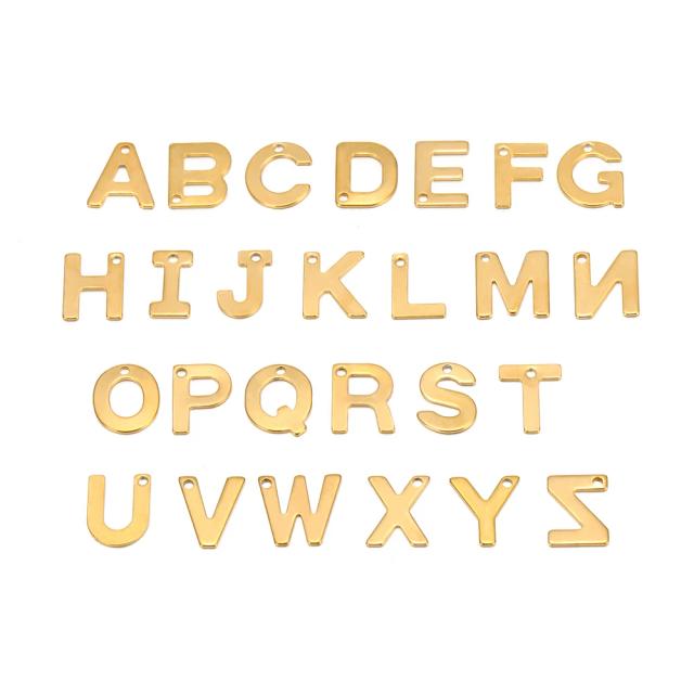 Conjunto de 26 Pingentes de Aço Inoxidável com Letra Inicial em Ouro para DIY em Pulseiras e Colares