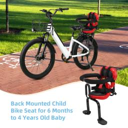 Back Mounted Criança Bicicleta Assento, Criança, Em Forma de U Guardrail, Folding Footrest, Cinto De Segurança - Image 5